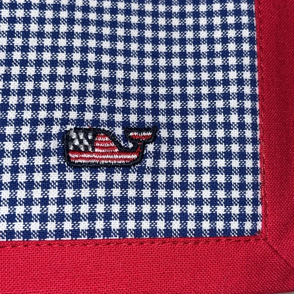 4 Vineyard Vines Gingham Whale Cloth Placemats Fourth of July Preppy Decor